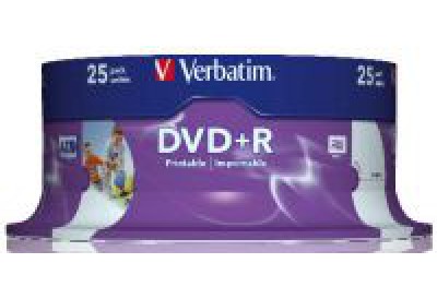 Verbatim DVD+R 16X Speed 4.7GB 25 Spindle Wide Photo Printable